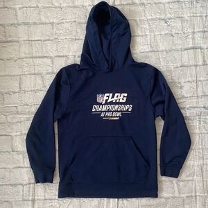 Augusta youth L moisture management NFL flag football pullover hoodie navy blue